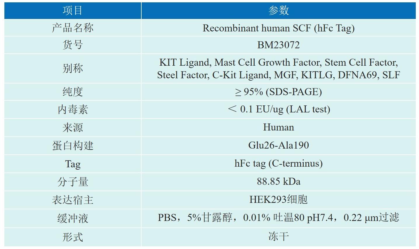 Recombinant human SCF产品介绍