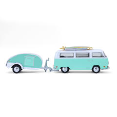 Type 2 with surfboards and Teardrop Trailer