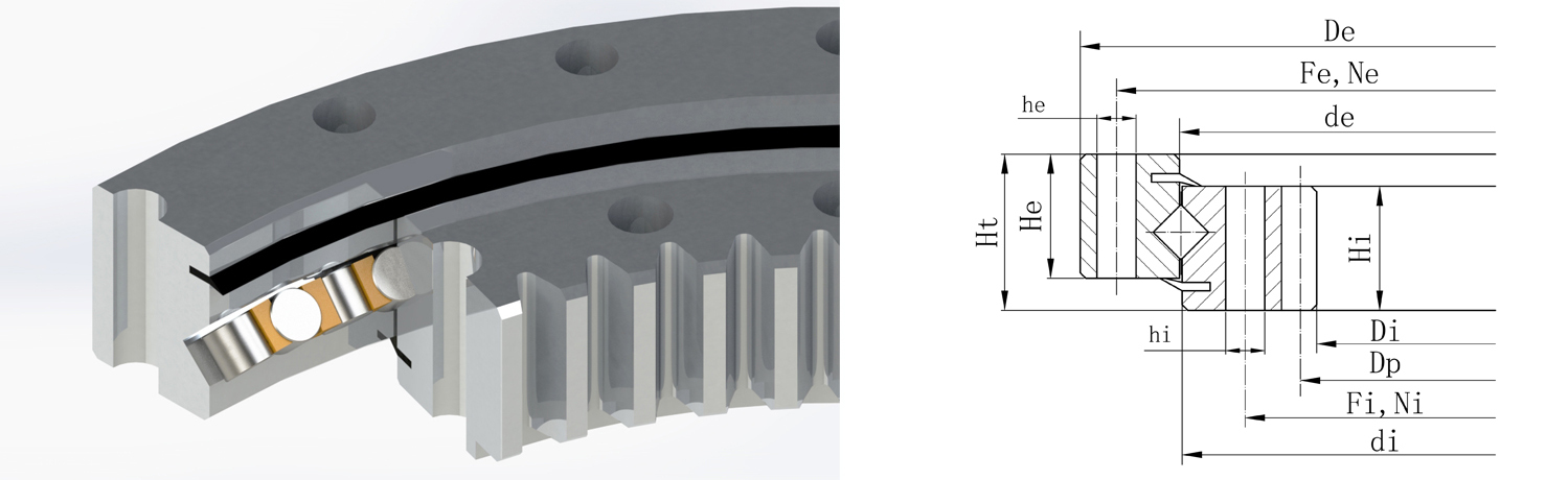 Single-row Crossed Roller Slewing Ring (internal gear)