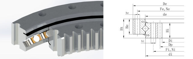 Single-row Crossed Roller Slewing Ring (internal gear)