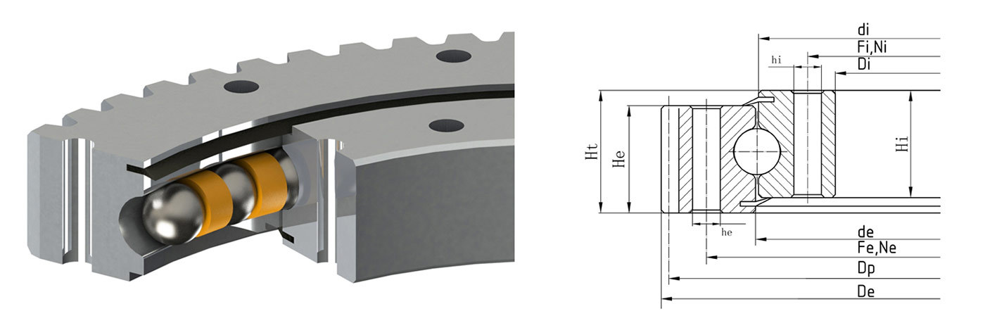 Four-point Contact Ball Slewing Ring (external gear)