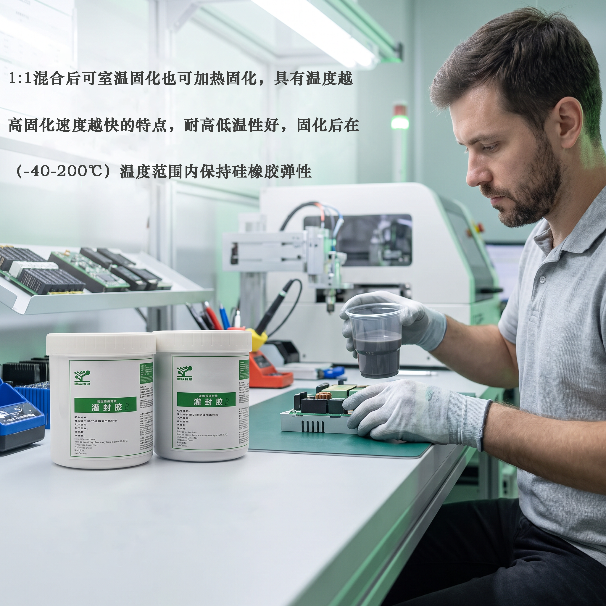 双组份阻燃灌封胶,东莞拜尔电子材料,高低温弹性有机硅灌封胶 双组份V0级阻燃电源线路板灌封胶