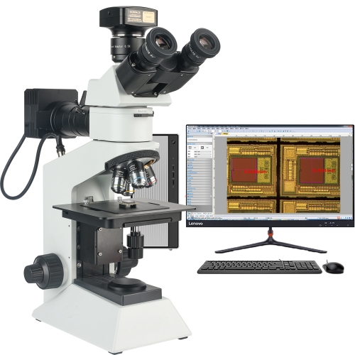 50X-500X Electronic Measuring Metallographic Microscope 25 MP USB3.0 Camera Up and Down Lighting System