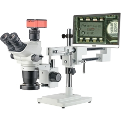 15X-100X Trinocular Stereo Measurement Electron Microscope 4K HD Camera 15.6 Inch Monitor