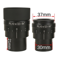 High Eye Point Large Field of View Flat Field Eyepiece PL10X23mm,Diopter Adjustable