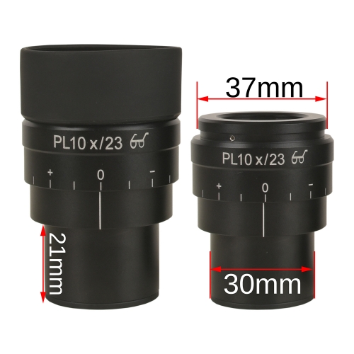 High Eye Point Large Field of View Flat Field Eyepiece PL10X23mm,Diopter Adjustable